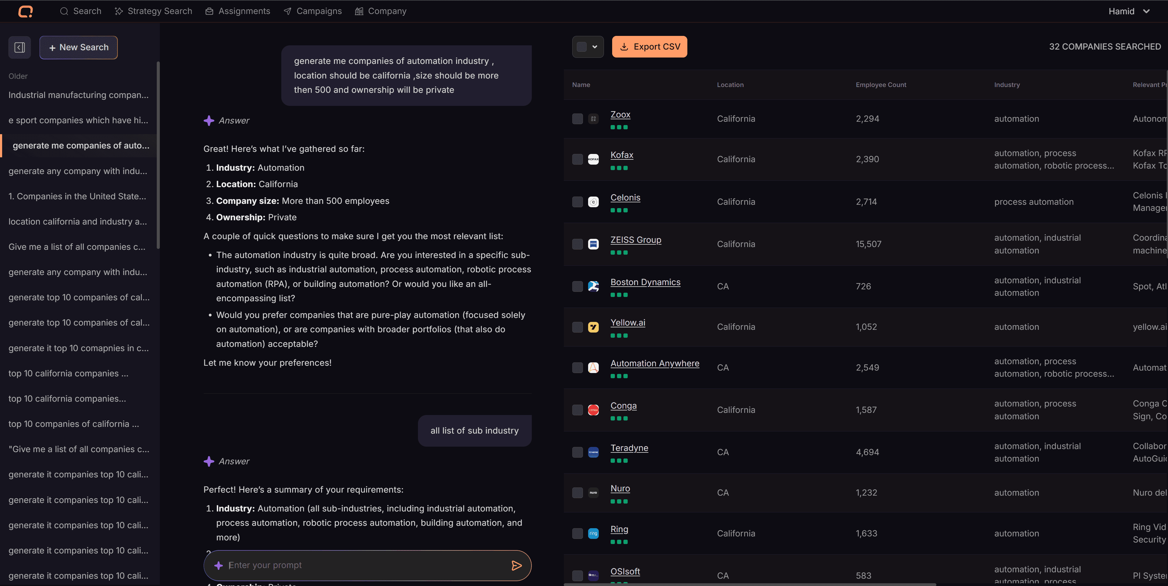 Candidate Research Interface